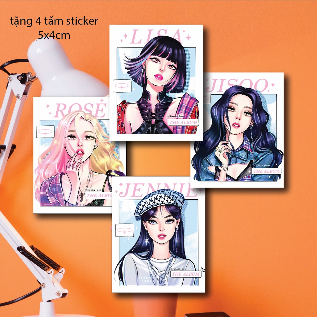 Poster BlackPink bóc dán 20x16cm tặng 5 tấm sticker đi kèm poster