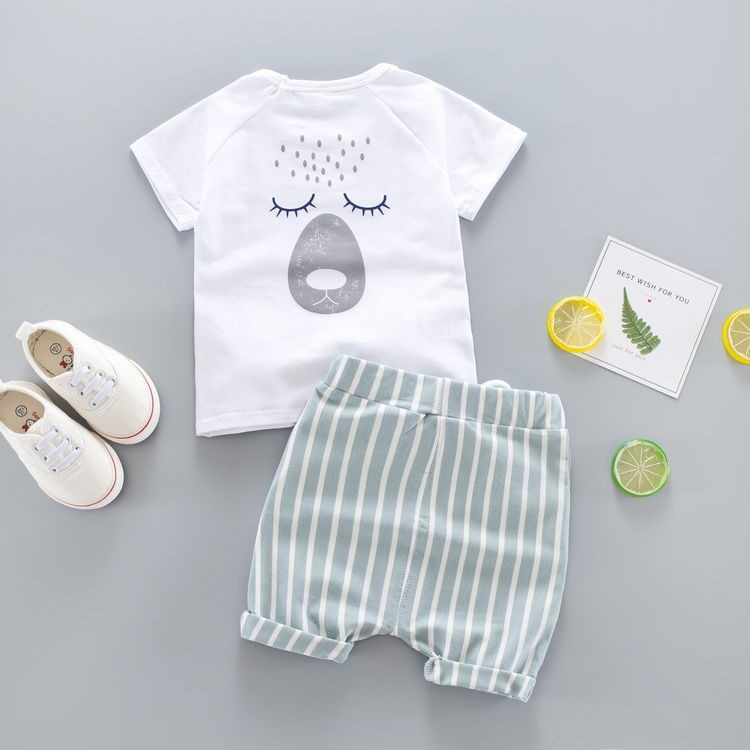 quần thun bé trai﹊▨Bộ đồ mùa hè cho bé trai 2020 quần áo trẻ em mới 1 tuổi 3 hai mảnh ngắn tay nam