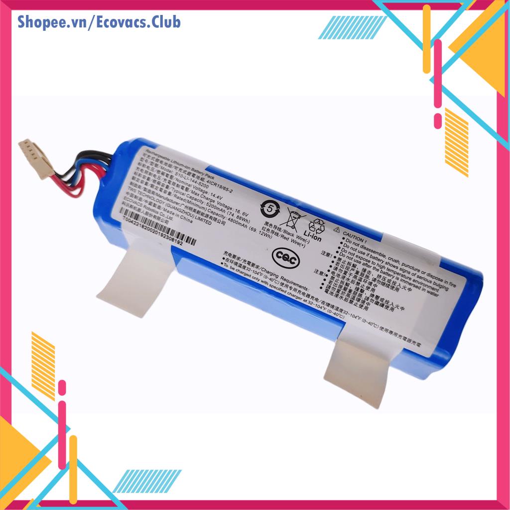 PIN Robot hút bụi Ecovacs T5 MAX / T5 HERO / T8 AIVI / T8 MAX - Lithium 14.4V 5200mAh