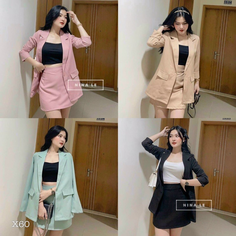 SET ÁO BLAZE,CHÂN VÁY NGẮN SIÊU XINH__XẢ KHO THANH LÝ GIÁ RẺ __ÁO VEST NỮ KÈM CHÂN VÁY CHỮ A PHONG CÁCH HÀN QUỐC | BigBuy360 - bigbuy360.vn