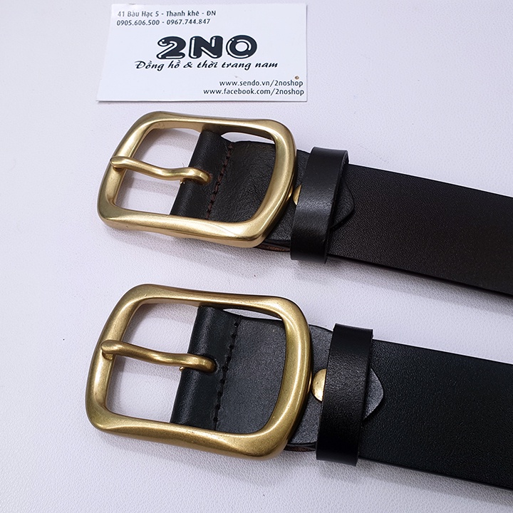 Thắt lưng nam da bò thật 1 lớp bút đồng nguyên khối phong cách cổ điển - TL2202