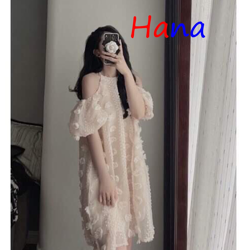 Váy Hoa Khoét 2 Vai Đi Biển, Đi tiệc, Kỷ Yếu Siêu Xinh-Hana13