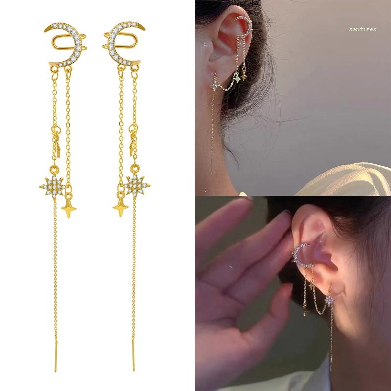 Bông Tai Dạng Dây Xích Hình Ngôi Sao Thời Trang Cho Thanh Thiếu Niên