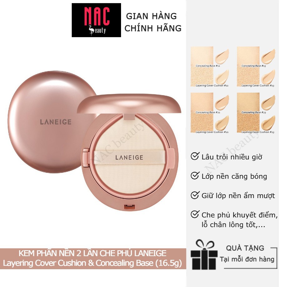 [Chính hãng] Kem phấn nền 2 lần che phủ Laneige Layering Cover Cushion & Concealing Base (16.5g)