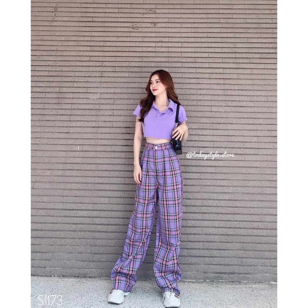 Quần kẻ caro nữ ⚡SALE LỖ LẤY ĐÁNH⚡ GIÁ Quần  culottes sọc ống rộng hack chân ulzzang OBIKING