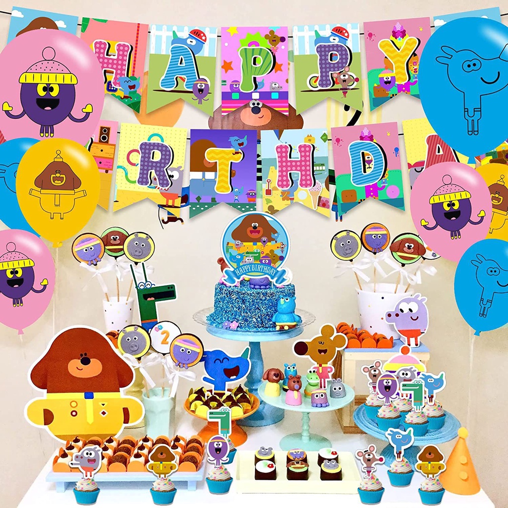 Hey Duggee kid Theme Birthday Party Supplies Cake Topper Banner Balloon Themed Party Decor