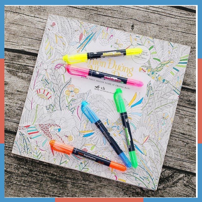 Bút nhớ dòng, bút dạ quang 2 đầu Thiên Long chính hãng màu cam, vàng chanh, xanh lá, xanh dương, hồng HL03