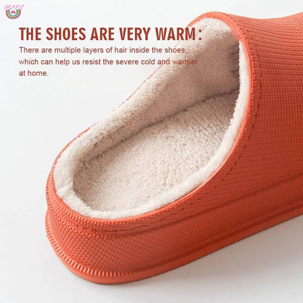 MS Waterproof Non-Slip Home Slippers Plush Lining Warm Thick Winter Men Women Slippers &VN