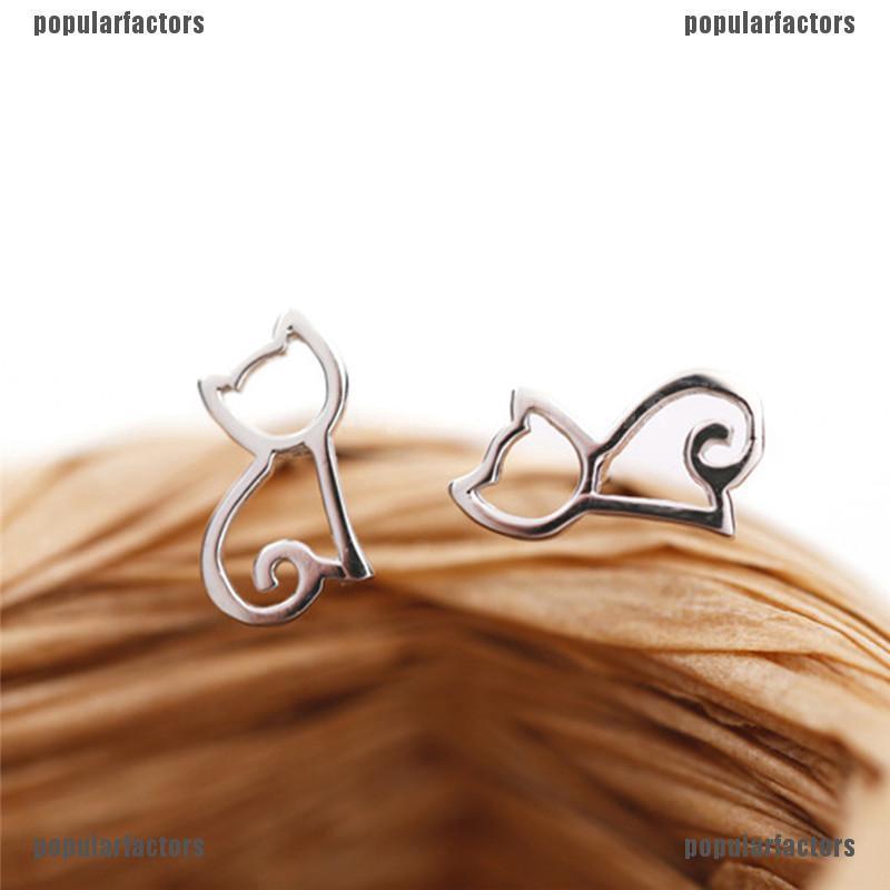 Bông Tai Bạc Hình Mèo Dễ Thương Cho Nữ