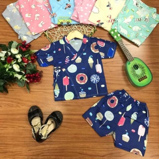 Bộ Yukita bé trai/gái màu xanh hình cây kem