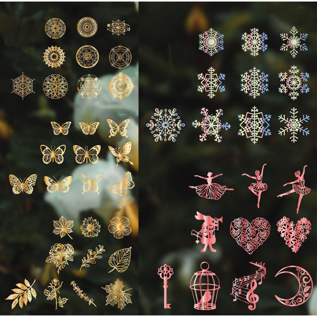 Miếng Dán Trang Trí Sổ Tay/ Album Ảnh Màu Laser Kiểu Cổ Điển Độc Đáo DIY