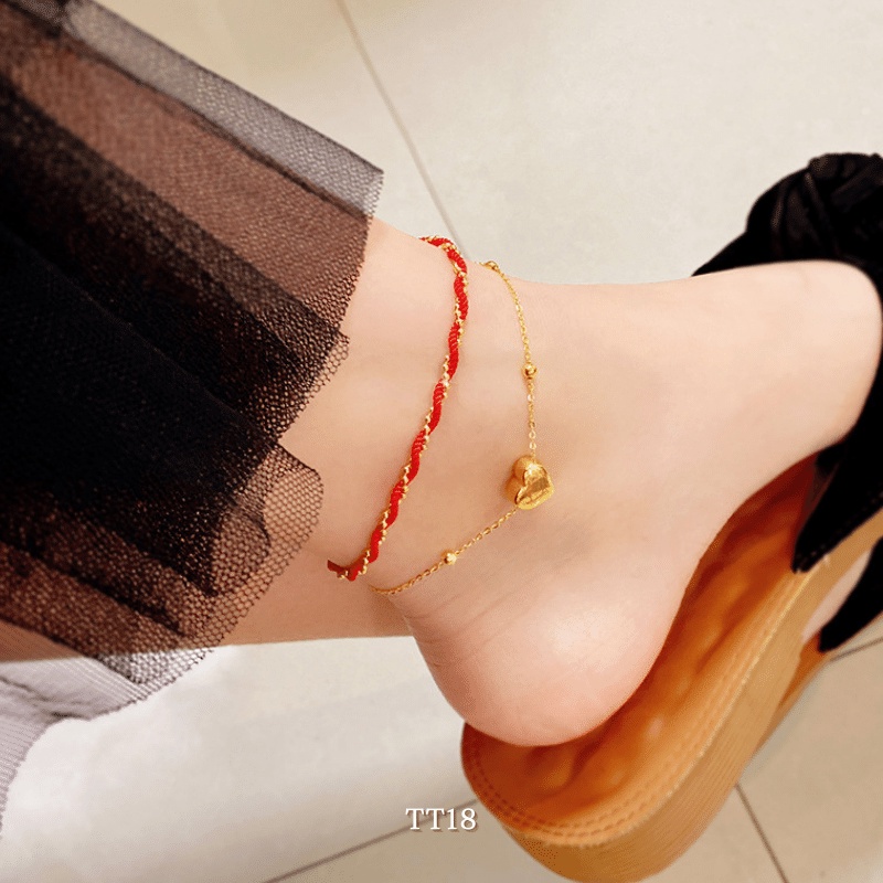 Lắc chân titan hình tim không đen gỉ nữ tính hottrend thời trang Annie TT18