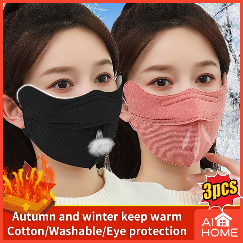 Khẩu Trang 3d Bằng Cotton Dày Dặn Giữ Ấm Mùa Thu Đông Phiên Bản Hàn Quốc Thời Trang Bảo Vệ Mắt Và Mũi Thoáng Khí Cho Nữ Bảo vệ chống gió và lạnh ngoài trời