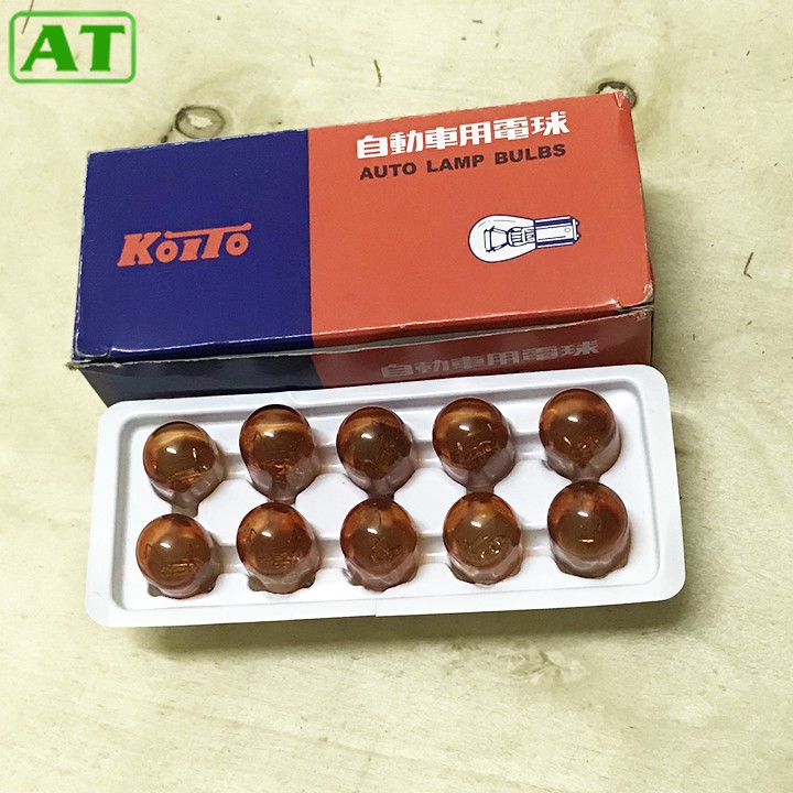 Hộp 10 Bóng Đèn Xi Nhan Ô Tô T20 Đui Cắm 12V 21/5W Màu Vàng 2 Tóc