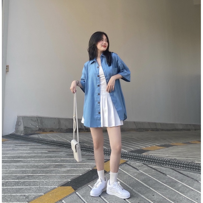 [ẢNH ĐỘC QUYỀN] ÁO SƠ MI DENIM OVERSIZED ULZZANG (ảnh thật) | WebRaoVat - webraovat.net.vn