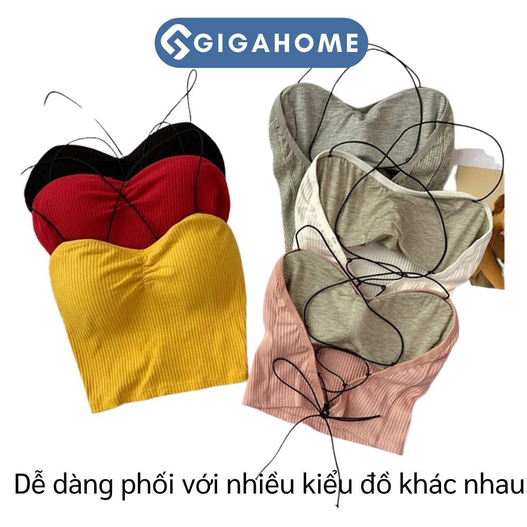 Áo Bra Nữ Gân Tâm 2 Dây Mảnh Đan Chéo Không Gọng GIGAHOME Có Mút Mỏng 8866