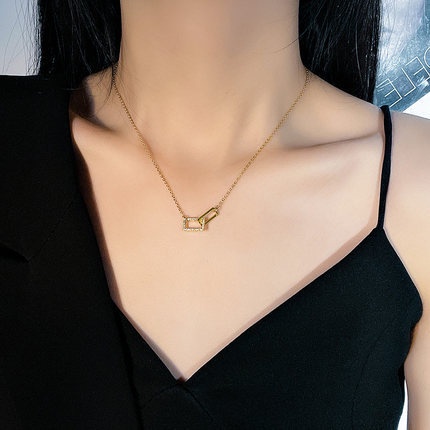 Dây chuyền mặt ghép đôi đính đá zircon thời trang dành cho nữ