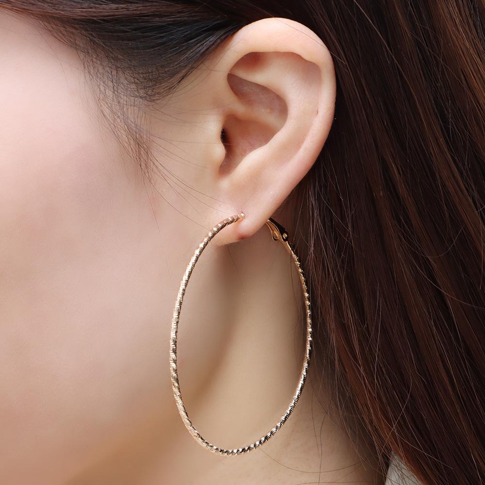 SUMU Bông Tai Tròn Lớn Bằng Kim Loại Lấp Lánh Phong Cách Hàn Quốc