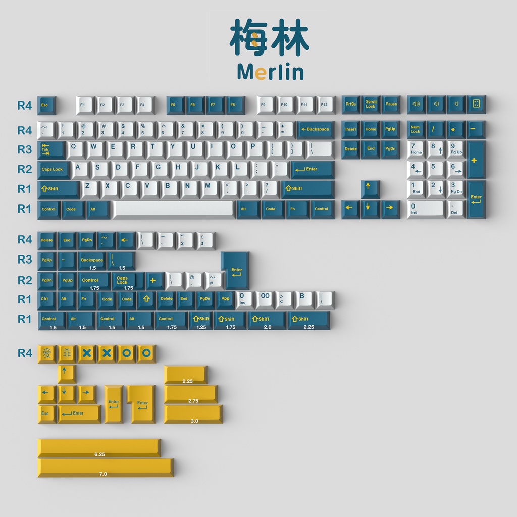 Keycap CMK Merlin doubleshot 173 nút bàn phím cơ màu cực đẹp