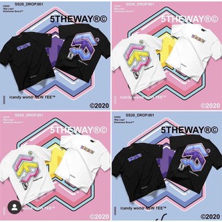 Áo thun unisex form rộng, tay lỡ nam nữ 5tw gum