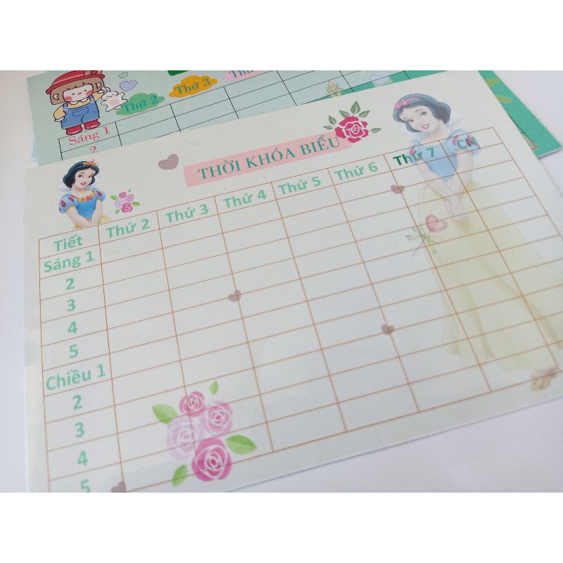 Thời khoá biểu dễ thương + tặng kèm sticker môn học