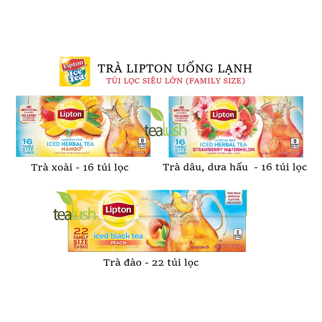 Trà Lipton uống lạnh vị trái cây , túi lọc family size pha bình lớn