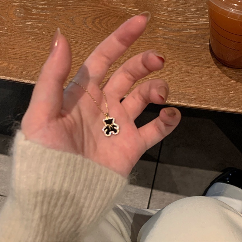 Winnie the Pooh Vòng cổ Hàn Quốc Vòng cổ dễ thương Vòng cổ nữ màu đen