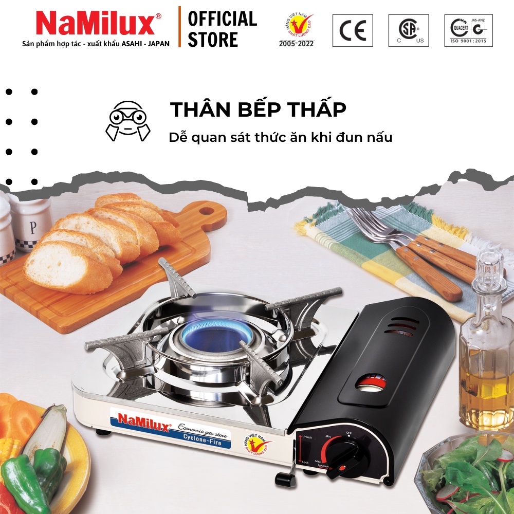 Bếp Gas Mini NaMilux NH-032PS│Đầu Đốt Cyclone│Tiết Kiệm Gas│Van Ngắt Gas An Toàn│Công Suất 2.4Kw │Hàng Chính Hãng