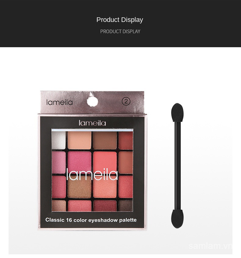 Bảng Phấn Mắt Lameila 16 Màu Kháng Nước Kèm Cọ Tiện Lợi