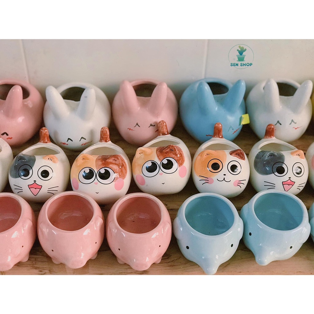Chậu hình thú chất liệu gốm sứ .