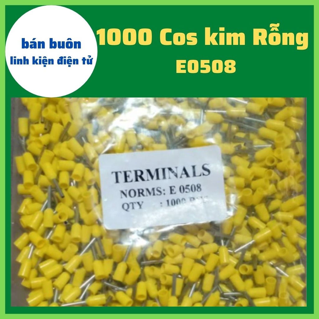 Đầu cos kim rỗng E0508,  cos kim E0508, đầu cos kim rỗng dùng cho dây điện 0.5mm, đầu cos dây điện, cos kim đơn