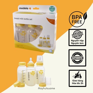 Bộ 3 bình trữ sữa 250ml kèm núm ti và nắp đậy ( Size M 4-12 tháng)