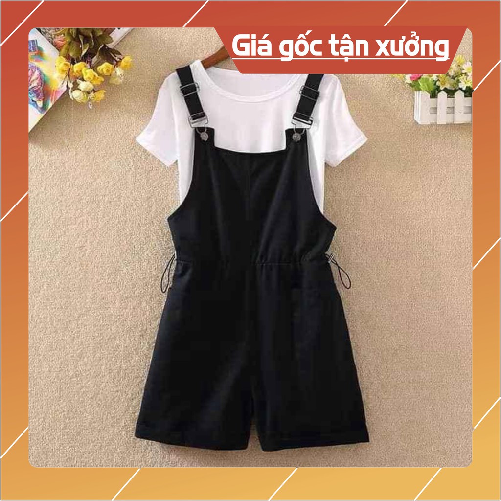 Quần yếm đùi rút eo kaki tặng kèm áo thun giấy | BigBuy360 - bigbuy360.vn