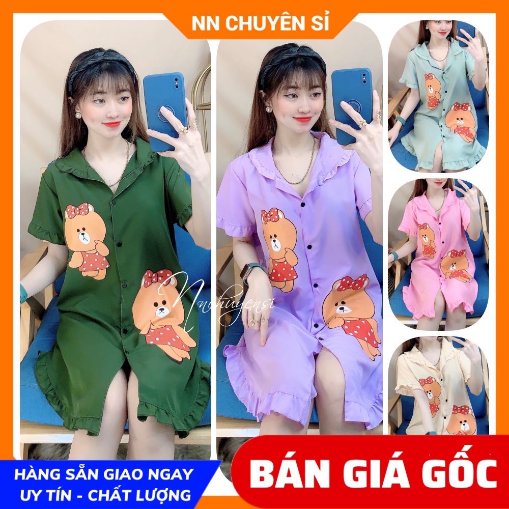 Đầm nữ Đầm nữ dài Vải kate mềm mịn mát in hoạt hình hoa tiết dễ thương