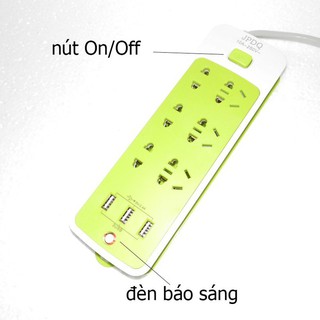 Ổ CẮM ĐIỆN 6 PHÍCH CẮM, 3 CỔNG USB