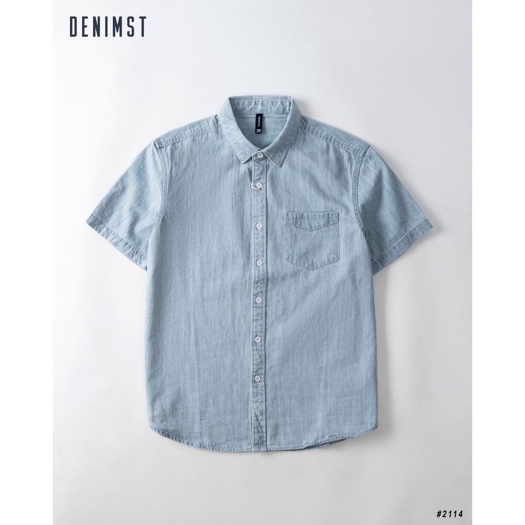 Áo Sơ Mi Nam Denim Ngắn Tay Cao Cấp DENIMST 2114 Chất Denim Dáng Slim Fit
