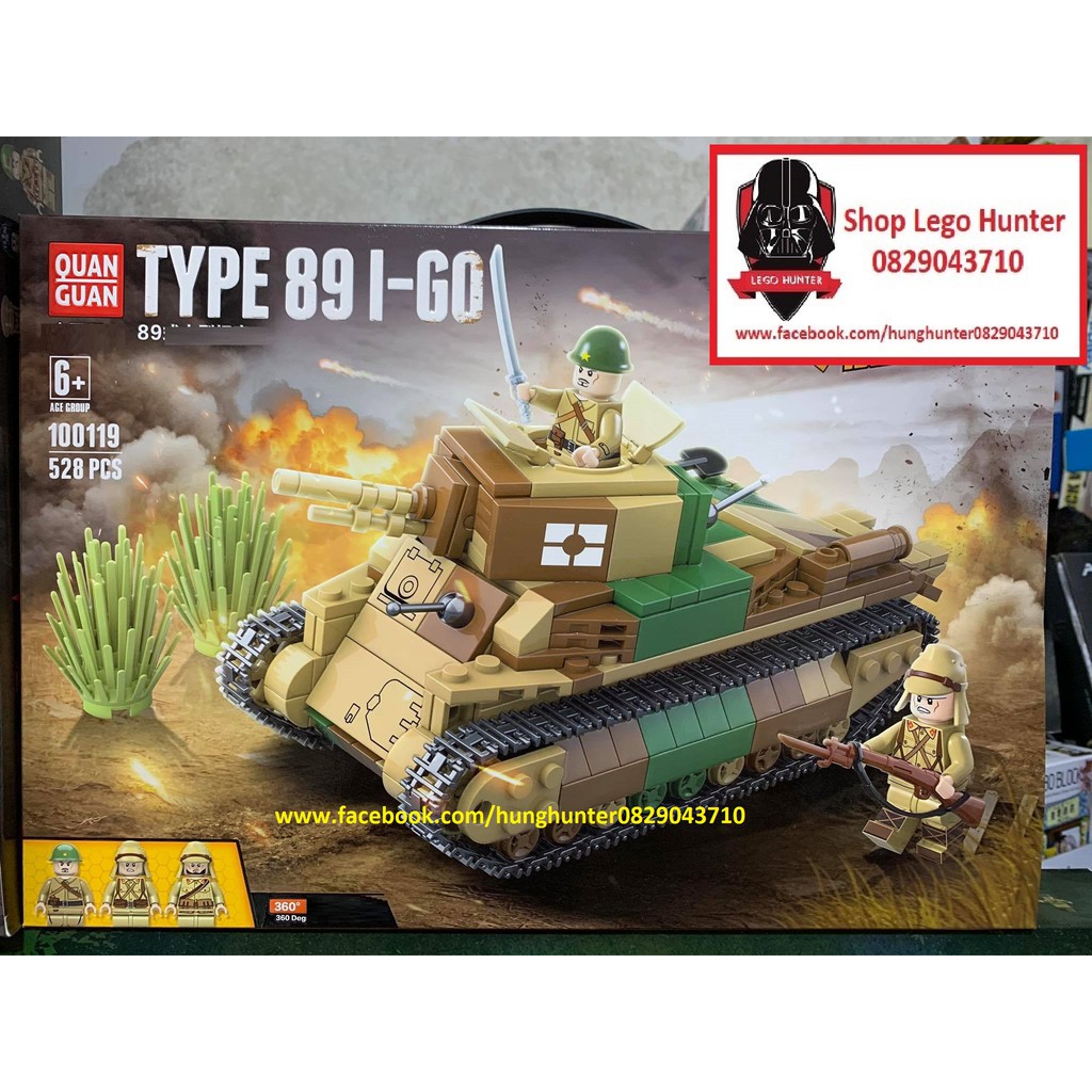 Quan Guan 100119 Army WW II Tank Type 89 I-go bộ đồ chơi lắp ráp Xe Tank Nhật thế chiến 2