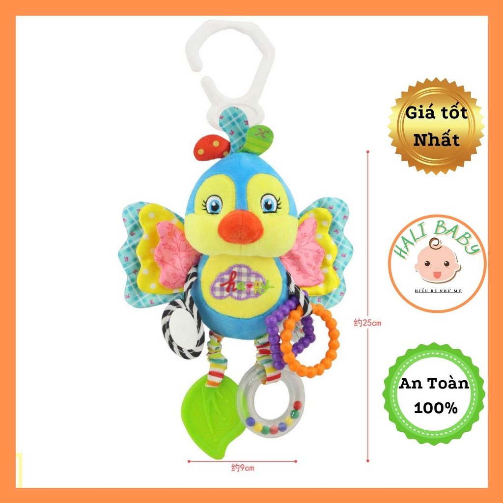 Treo xe đẩy gặm nướu cho bé thú bông lục lạc treo cũi nôi bóp kêu chít chít HALIBABY TN27