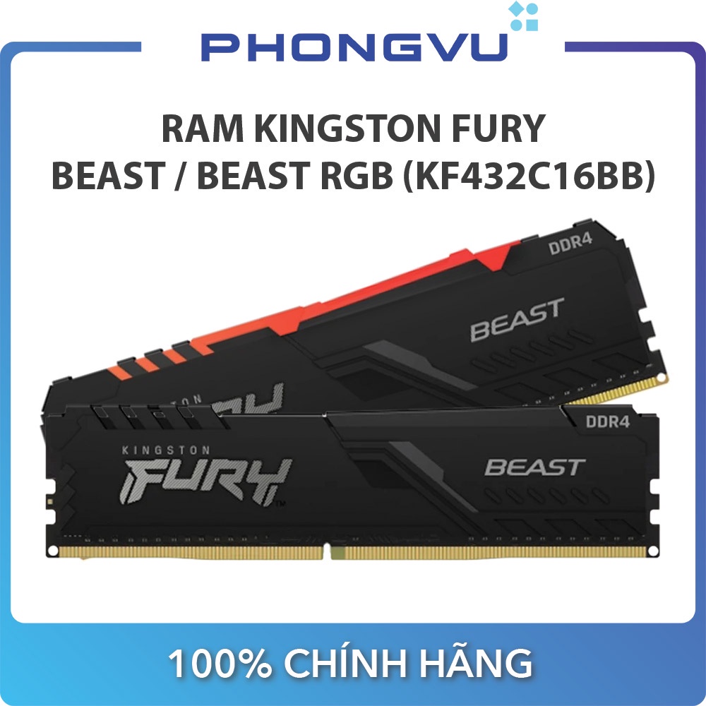 Ram Kingston Fury Beast / Beast RGB 8GB - 16GB - 32GB DDR4 3200MHz (KF432C16BB) - Bảo hành 36 tháng