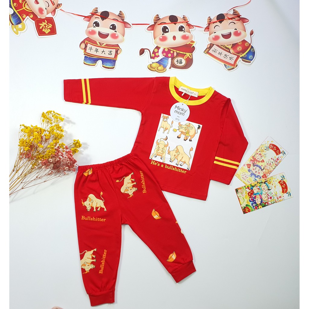 Bộ Dài Tay Phối COTTON 100% TẾT 2021 MINKY MOM TD-PT