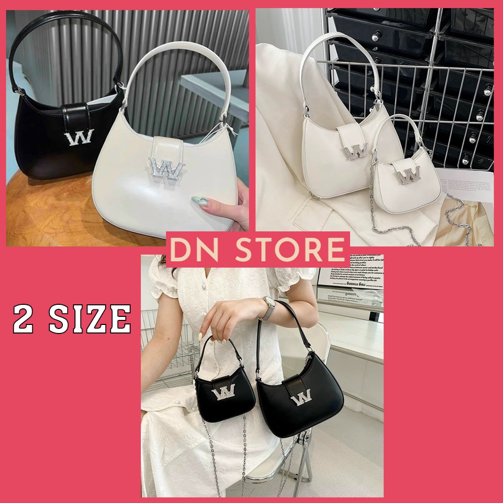 Túi Xách Nữ Túi Kẹp Nách Chữ W 2 SIZE Mẫu Siêu Hottrend - Túi Xách Nữ Đeo Chéo Thời Trang Sang Trọng 2 Màu Trắng Và Đen
