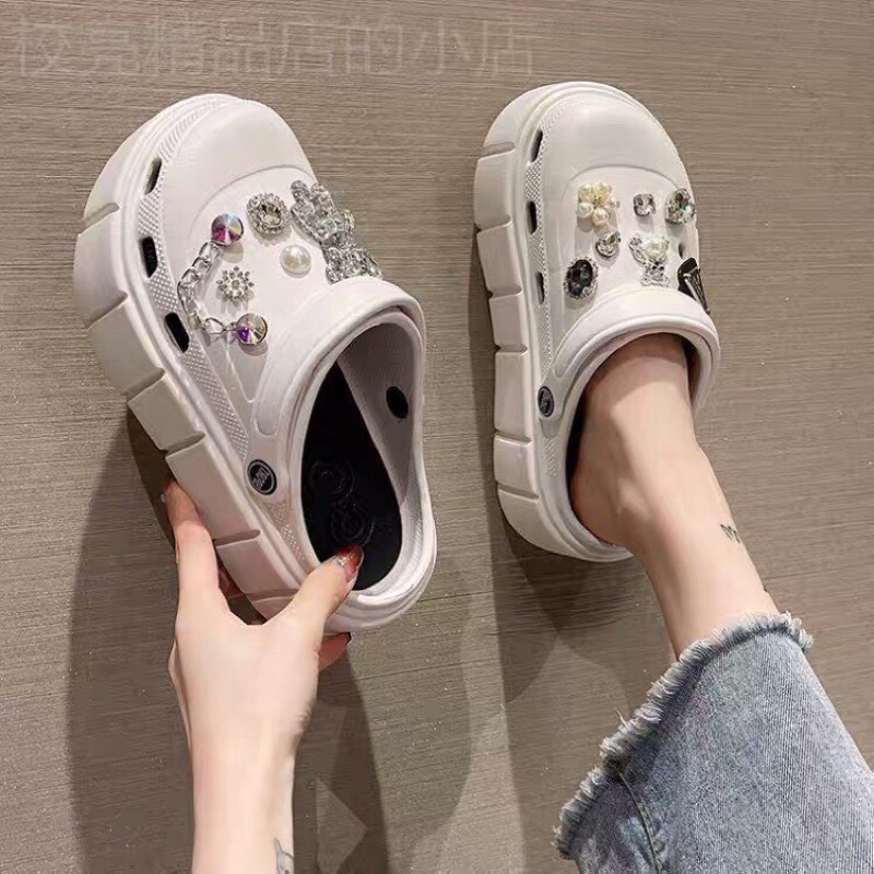 (Tặng kèm Sticker 3D) Dép sục bánh mì Cross nữ đế 4cm siêu nhẹ tặng kèm Sticker dễ thương Cros-01