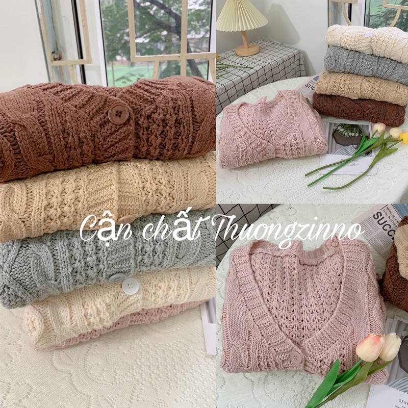 [Ảnh thật/Video]Áo cardigan xoắn thừng dáng ngắn nhiều màu Áo cadigan chất đẹp thiết kế bo ống tay, cổ V hàn quốc | BigBuy360 - bigbuy360.vn