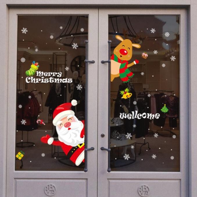Decal dán tường , dán kính chào Noel nhiều mẫu 2021 - Tranh dán trang trí Giáng Sinh dán cửa sổ