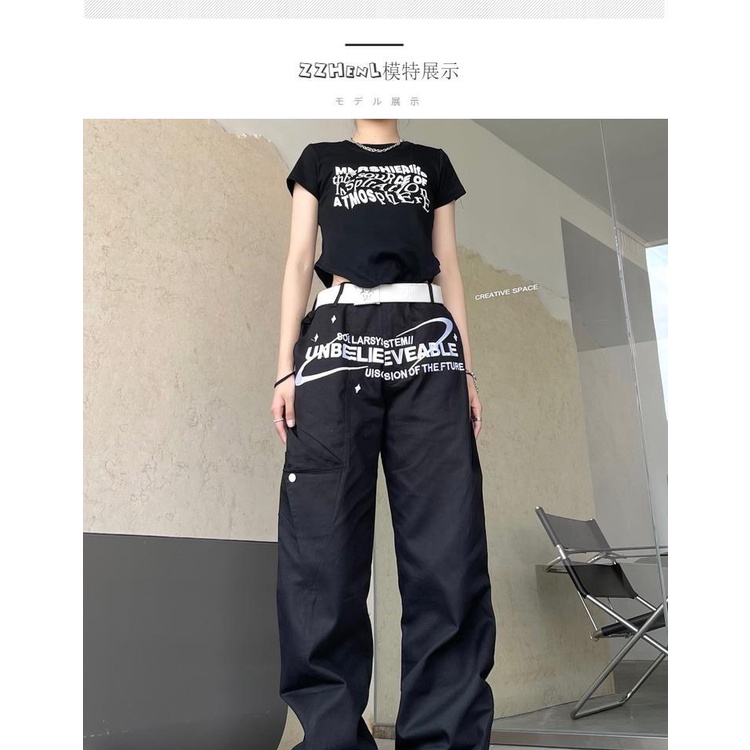 Quần Dài Dáng Rộng Phong Cách Harajuku Mỹ Cá Tính Cho Nam Nữ