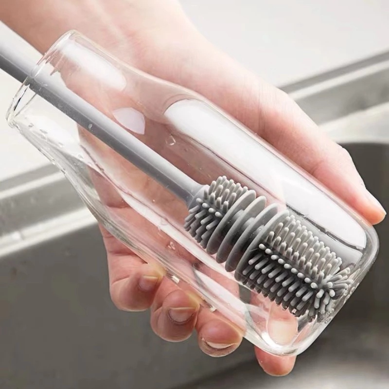 Cọ Rửa Chai Lọ/Cốc Nước Cán Dài Bằng Silicone Tiện Lợi Cho Nhà Bếp