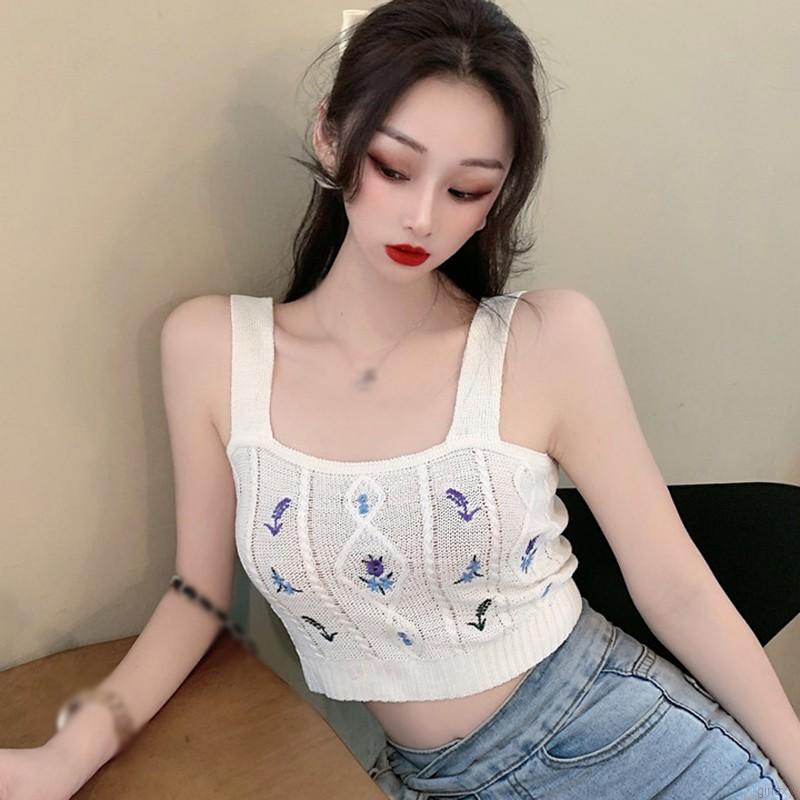 Áo Hai Dây Dệt Kim Thêu Hoa Xinh Xắn Cho Nữ | BigBuy360 - bigbuy360.vn