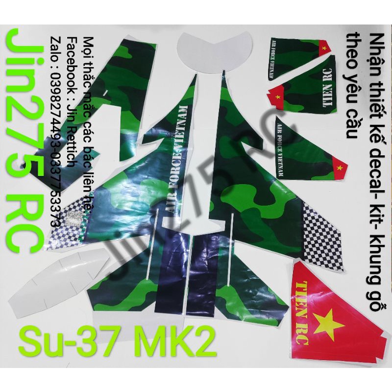💖 Siêu SOCK 💖 Bộ vỏ Kit máy bay SU 37 MK2 scale sải 74cm