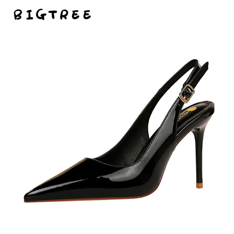Giày cao gót 9.5cm BigTree 869-5 da bóng mũi nhọn miệng nông quai hậu