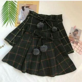 Chân váy dạ bông kẻ